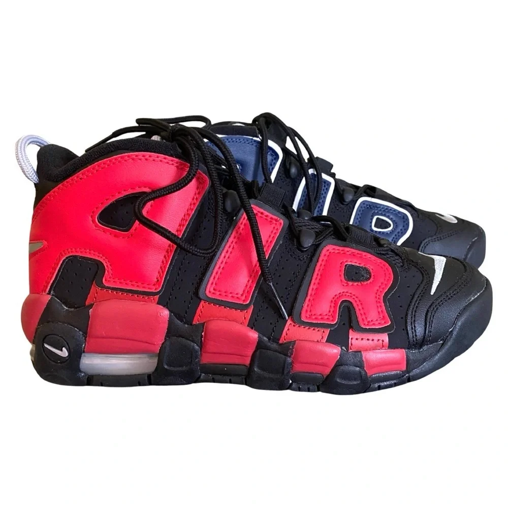 Nike Air More Uptempo Shoes 7 Youth Athletic Boys Basketball Black Red Blue New